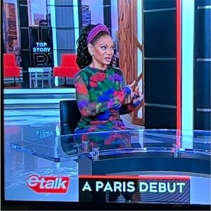 Anthropologie NWT Farm Rio Long-Sleeve Mock- Neck Mesh Slim Midi Dress size XS